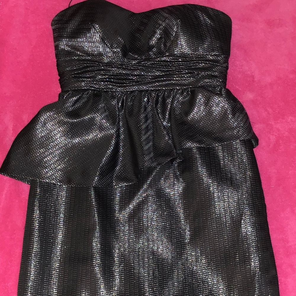 Black & Silver peplum cocktail dress